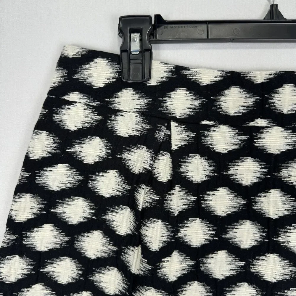Banana Republic Mini Skirt Black White Polka Dot Size 10 A-Line Pleated Back Zip - Picture 3 of 15